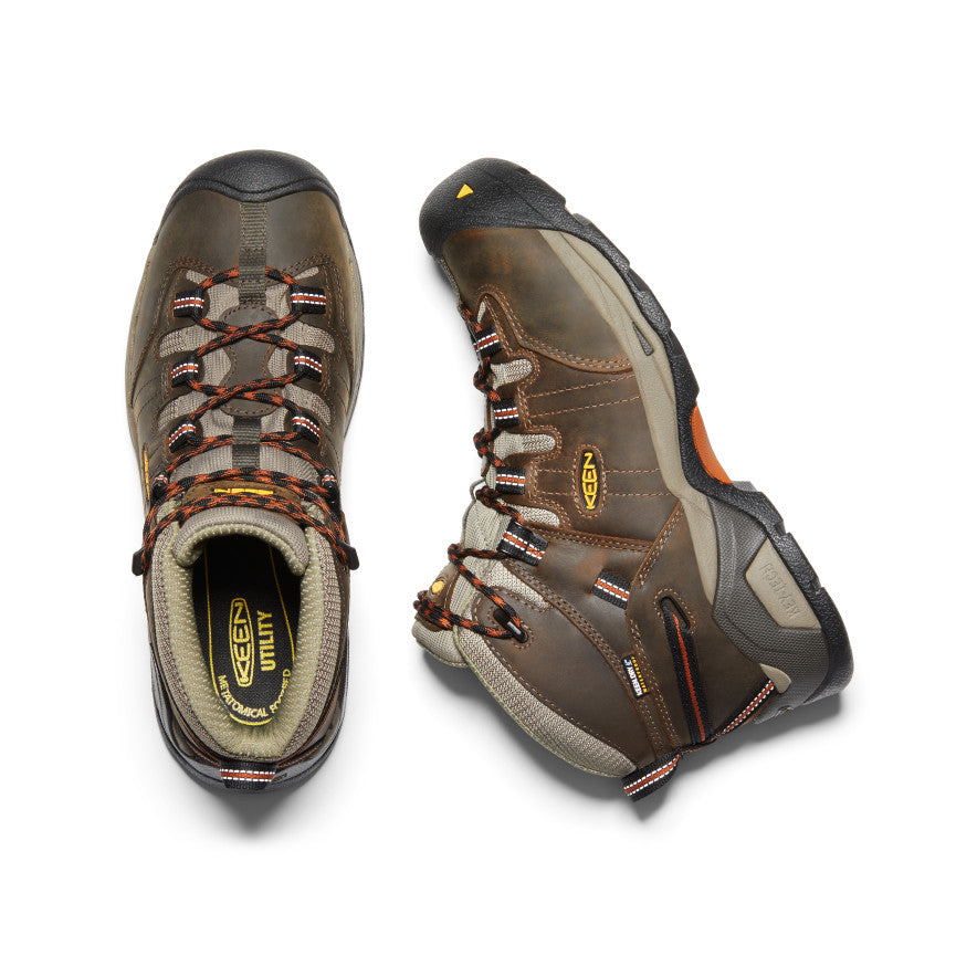 Men's Detroit XT Waterproof Boot (Soft Toe) Black Olive/Leather Brown