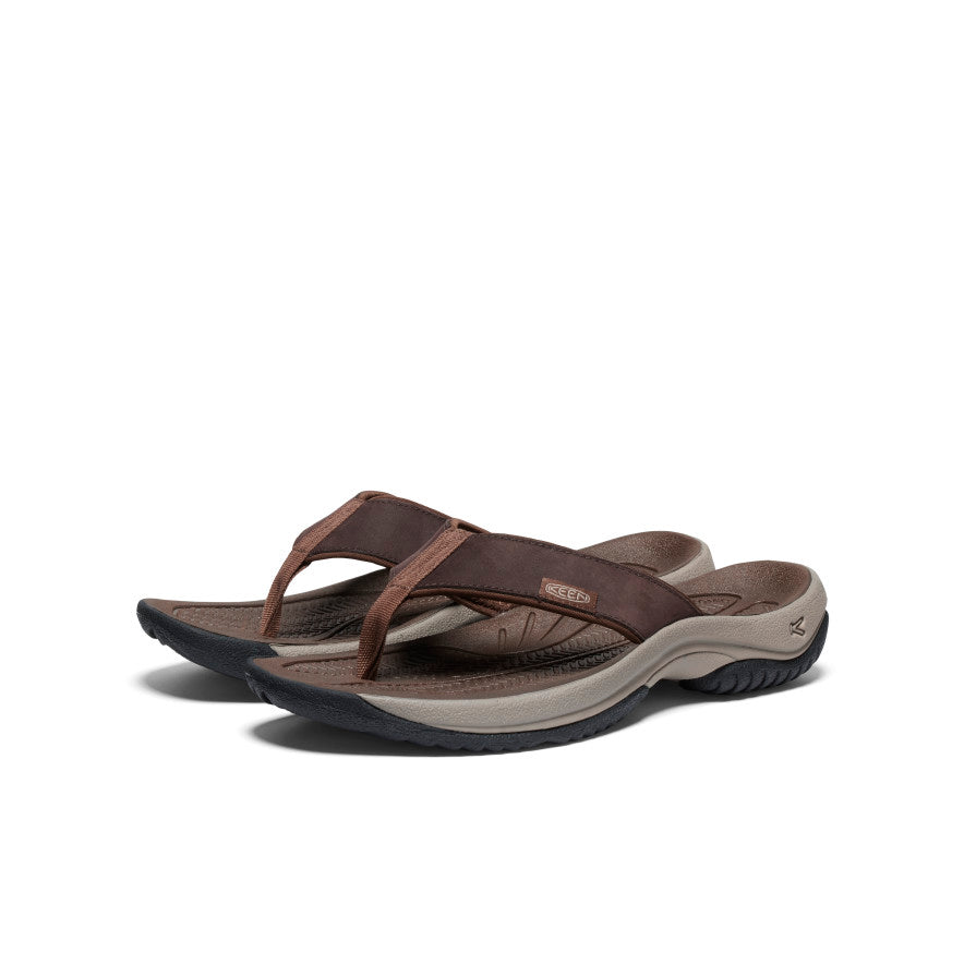 Men's Kona Leather Flip-Flop Java/Dark Earth