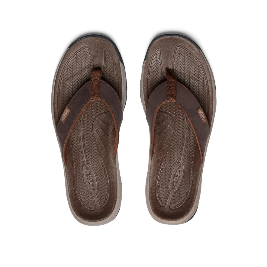 Men's Kona Leather Flip-Flop Java/Dark Earth