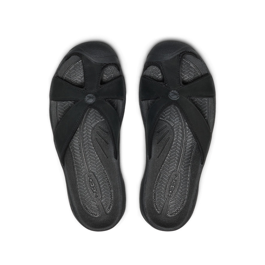 Women's Bali Leather Slide Sandal Black/Black